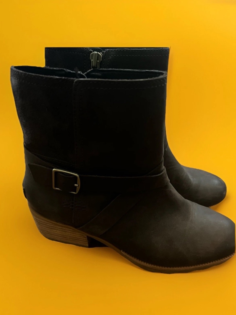 🤎 Sorel Cate Zip Leather & Suede Ankle Booties – Women’s Size 8.5 🤎🥾 - Picture 5 of 10
